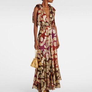 NWOT Farm Rio Metallic Jacquard Sleeveless Maxi Dress XS $448